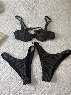 Black Polka Dot Women's Bikini Set